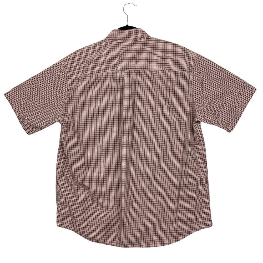 Eddie Bauer Red Plaid Short Sleeve 100% Cotton Button Up Shirt Size Large - Picture 5 of 5